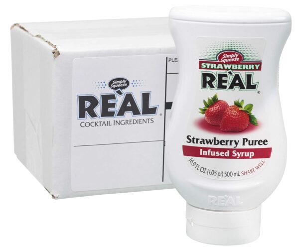 Real 16.9 fl. oz. Strawberry Puree Infused Syrup