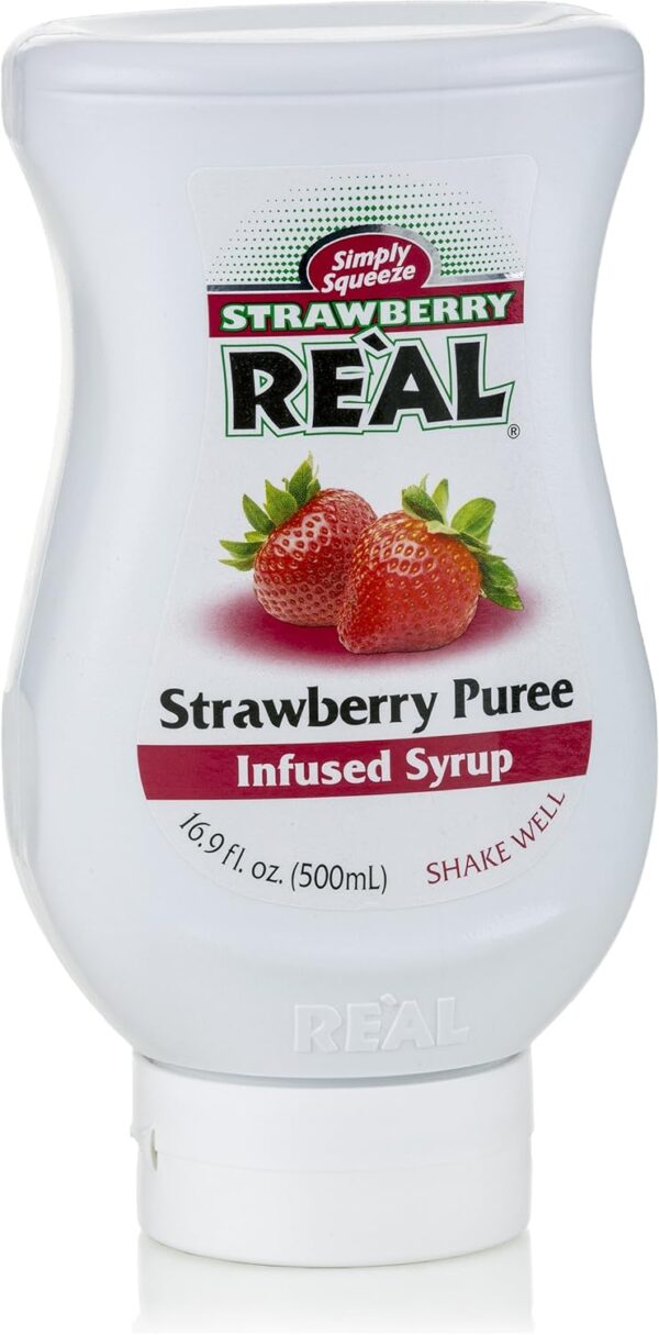 Real 16.9 fl. oz. Strawberry Puree Infused Syrup - Image 3